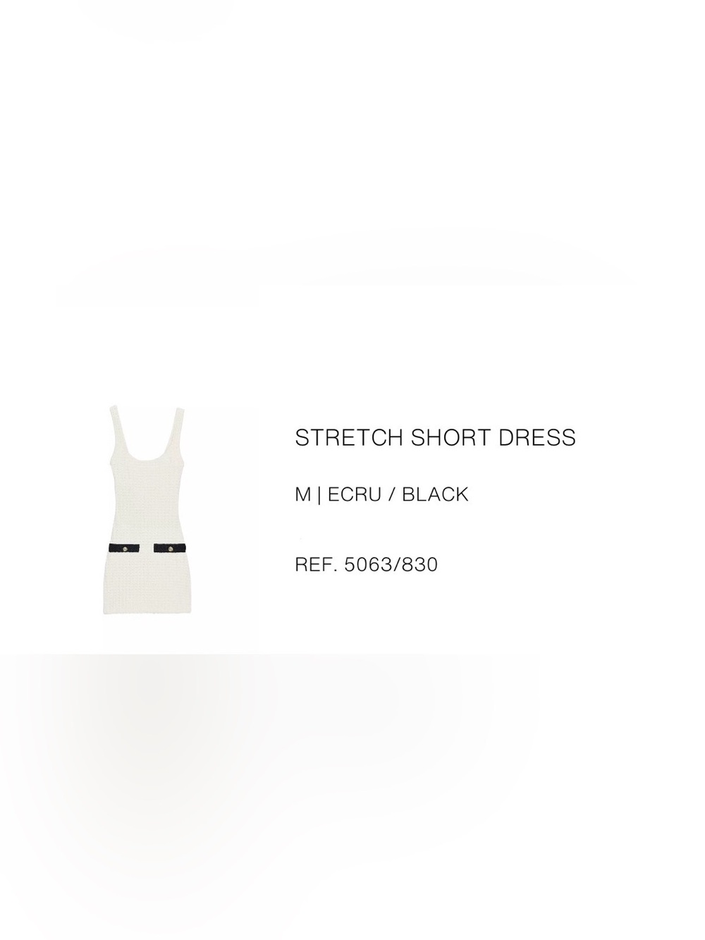 Zara Cream Tweed Mini Dress with Black Pocket Trim - Picture 4 of 7